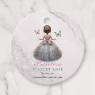 Rosa silver princess gown Fairytale födelsedagsfes Gåvor Etiketter