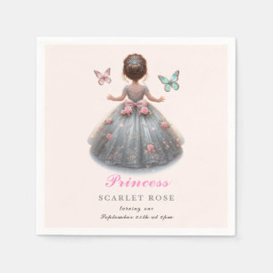 Rosa silver princess gown Fairytale födelsedagsfes Pappersservett