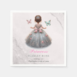 Rosa silver princess gown Fairytale födelsedagsfes Pappersservett
