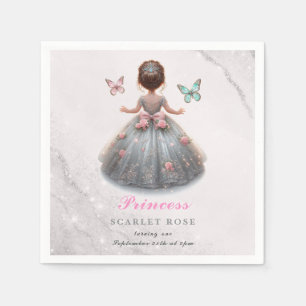 Rosa silver princess gown Fairytale födelsedagsfes Pappersservett