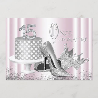 Rosa Silver Princess Quinceanera-inbjudan Inbjudningar