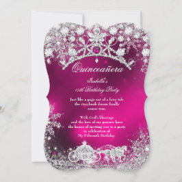 Rosa silver Quinceanera 15:e vintern Wonderland Inbjudningar