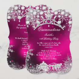 Rosa silver Quinceanera 15:e vintern Wonderland Inbjudningar