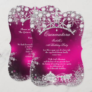 Rosa silver Quinceanera 15:e Vintervonderland Inbjudningar