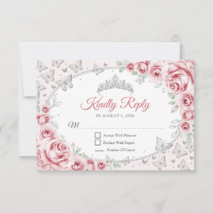 Rosa Silver Quinceanera-svar OSA Kort