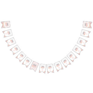 Rosa Silver Royal Krona Princess Grattis på födels Vimplar