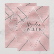 Rosa & Silver Satin Glans Glamour Söt 16 Fests