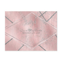 Rosa & Silver Satin Glitter Glam Rädda Datum