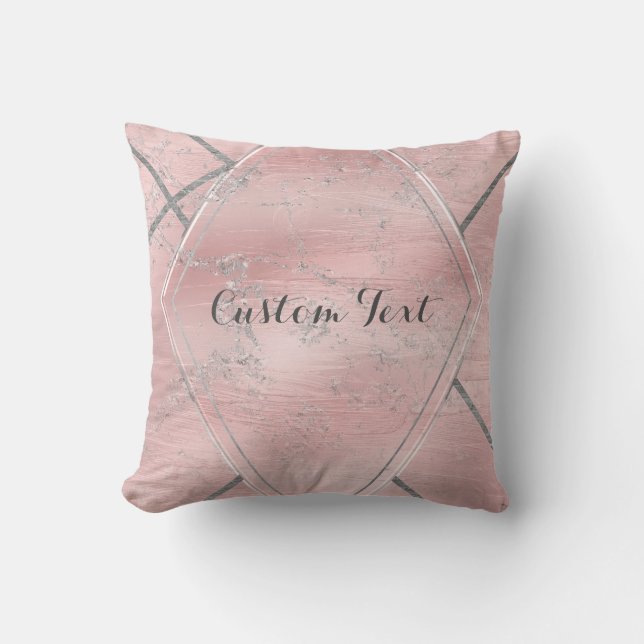 Rosa & Silver Satin Gnistra Glam Designer Stil Kudde (Framsida)