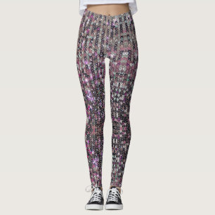 Rosa silver-sekvenser gnistra mönster leggings