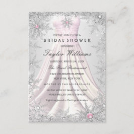 Rosa silver smyckes snöflinga bröllopsdusch klänni OSA kort