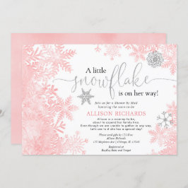 Rosa silver snöflamma dusch av Mail babydusch Inbjudningar