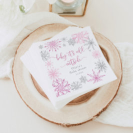 Rosa silver snöflingor baby och dess kall utanför pappersservett