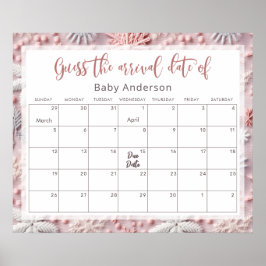 Rosa & Silver Snöflingor Gissa Poster förfallodatu