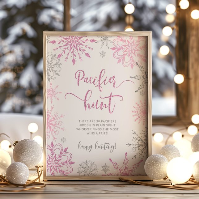 Rosa silver snöflingor Nappar jaktvilt Poster (Skapare uppladdad)