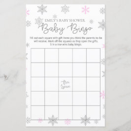 Rosa Silver Snowflake Baby Shower Game TrINTED