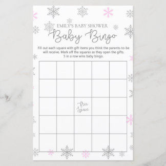 Rosa Silver Snowflake Baby Shower Game TrINTED
