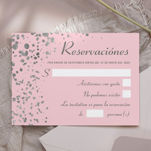 Rosa Silver Spanska reservatet, Quinceanera OSA Inbjudningar