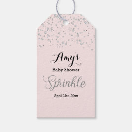 Rosa Silver Sprinkle Baby Shower Gift-Märkre Presentetikett