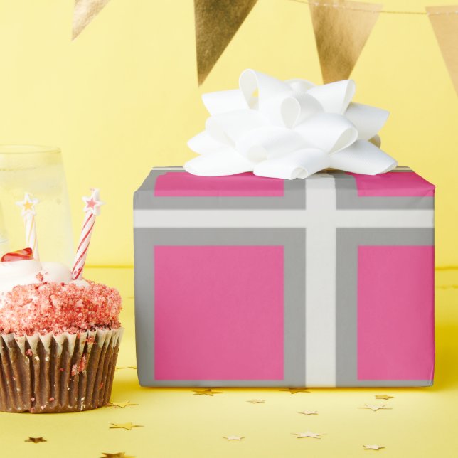 Rosa & Silver Square Presentpapper (Födelsedagsfest)