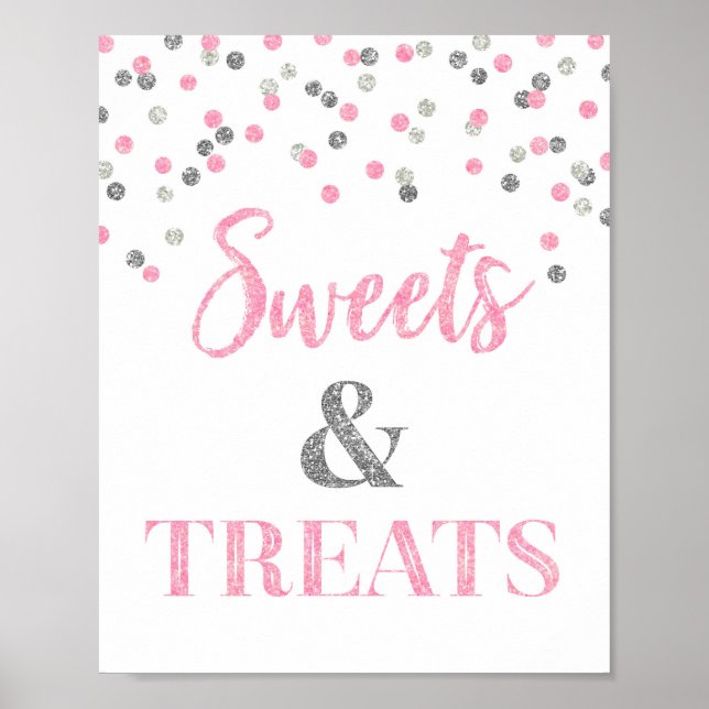 Rosa Silver Sweets & Treats Dessert Bord Poster (Framsidan)