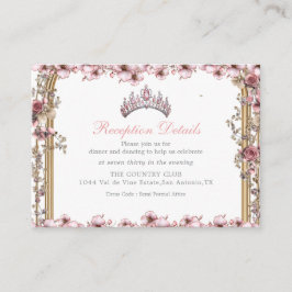 Rosa silver tiara blomster quinceañera tillbehörsk tilläggskort
