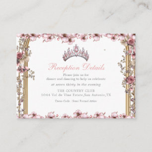 Rosa silver tiara blomster quinceañera tillbehörsk tilläggskort