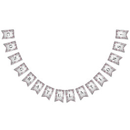 Rosa Silver White Blommigt Bunting Flagga