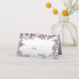 Rosa Silver White Blommigt Place Card Placeringskort