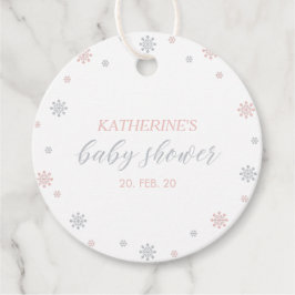 Rosa & Silver Winter Wonderland Baby Shower Gåvor Etiketter
