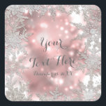 Rosa Silver Winter Wonderland Snowflake Favor Fyrkantigt Klistermärke<br><div class="desc">Rosa Silver Winter Wonderland Snowflake Favor Stickers. Matchande inbjudningar är tillgängliga.</div>