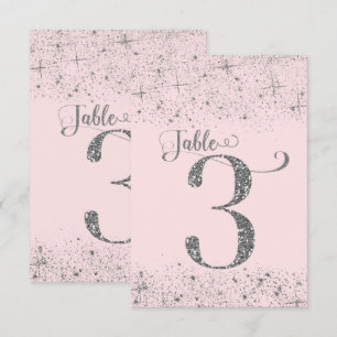 Rosa Silverglitter Bordsnummer Nummer 3