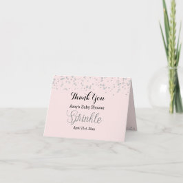 Rosa Silverströdd Baby Shower Tack Kort