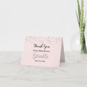 Rosa Silverströdd Baby Shower Tack Kort