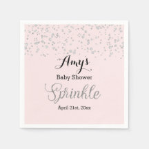 Rosa Silverströdda Baby Shower Servett