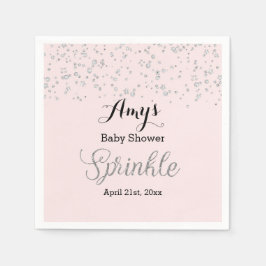 Rosa Silverströdda Baby Shower Servett