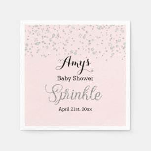 Rosa Silverströdda Baby Shower Servett