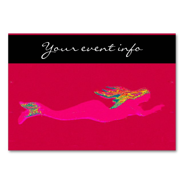 rosa simmande sjöjungfru bordsnummer (Framsidan)