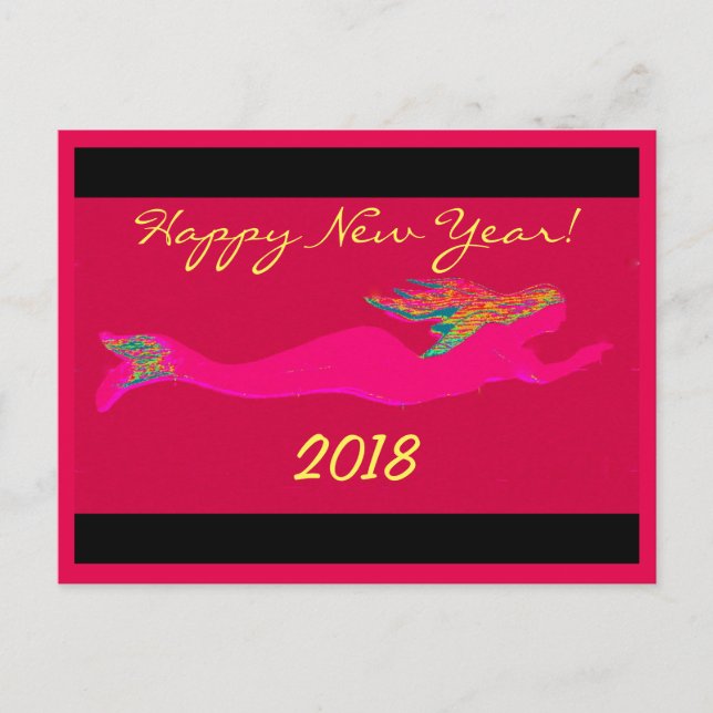 rosa simning sjöjungfru 2018 helg vykort (Framsida)
