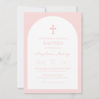 Rosa Simple Bautizo Invación Baptism-inbjudan Inbjudningar