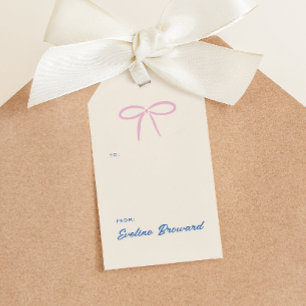 Rosa Simple Bow Blank Gift-Märkre Presentetikett