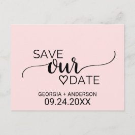  Rosa Simple Calligraphy Spara our Date Meddelande Vykort