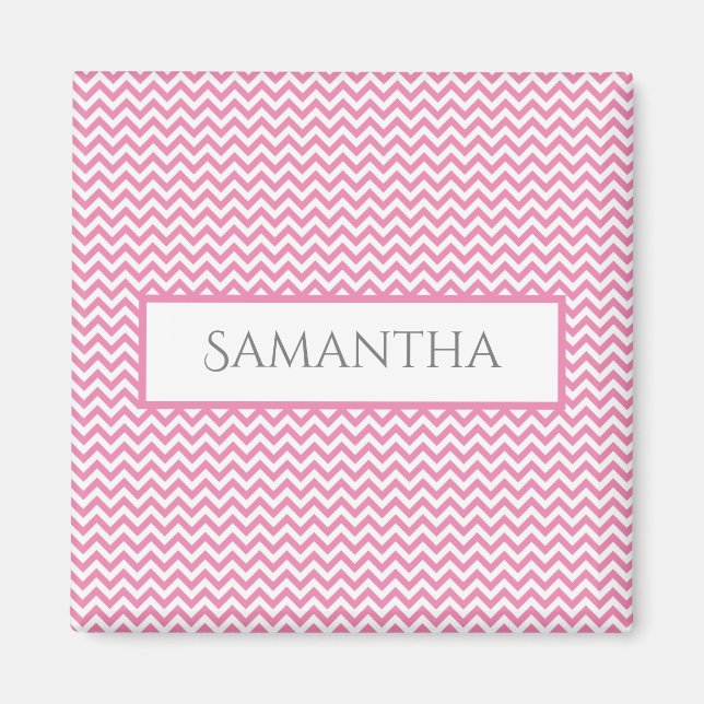 Rosa Simple Chevron Personlig Magnet (Framsidan)