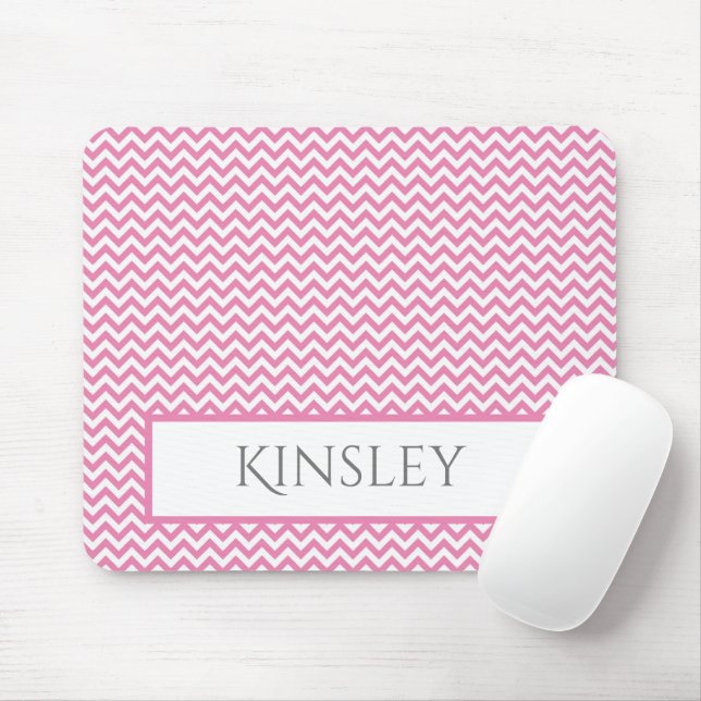 Rosa Simple Chevron Personlig Mouse Pad Musmatta (Med mus)