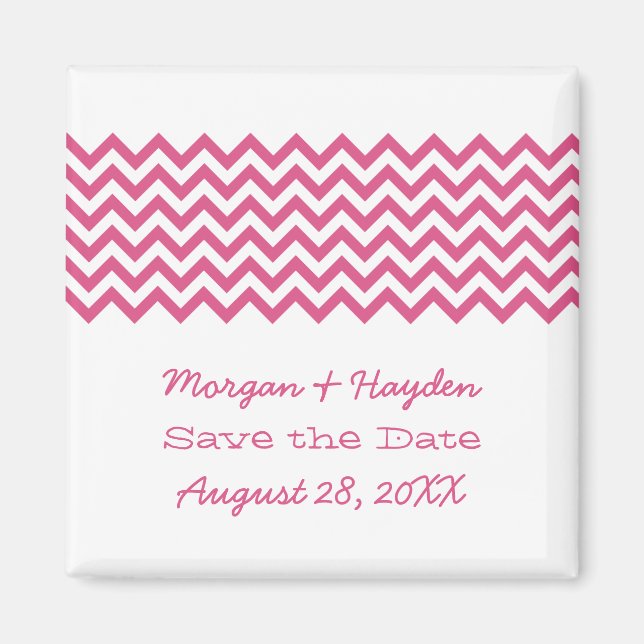Rosa Simple Chevron Spara datum magneter (Framsidan)