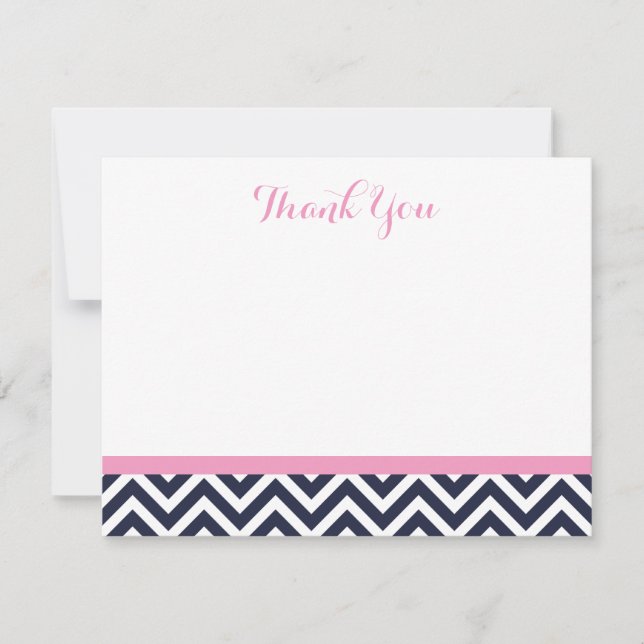 Rosa Simple Chevron Tackkort Cards Anteckningskort (Framsida)