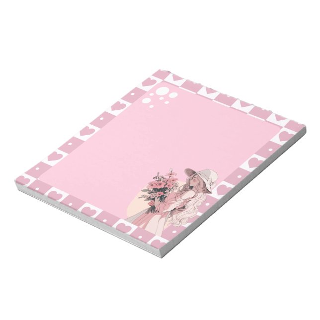 Rosa Simple Cute Anime Boho Anteckningsblock (Roterad)