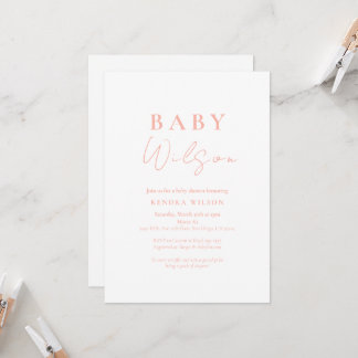 Rosa Simple Elegant Girl Baby Shower-inbjudan Inbjudningar