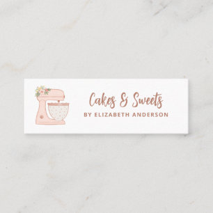Rosa Simple Mixer Blommigt Cake Bakery-Affärskort Mini Visitkort