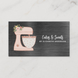 Rosa Simple Mixer Blommigt Cake Bakery-Affärskort Visitkort